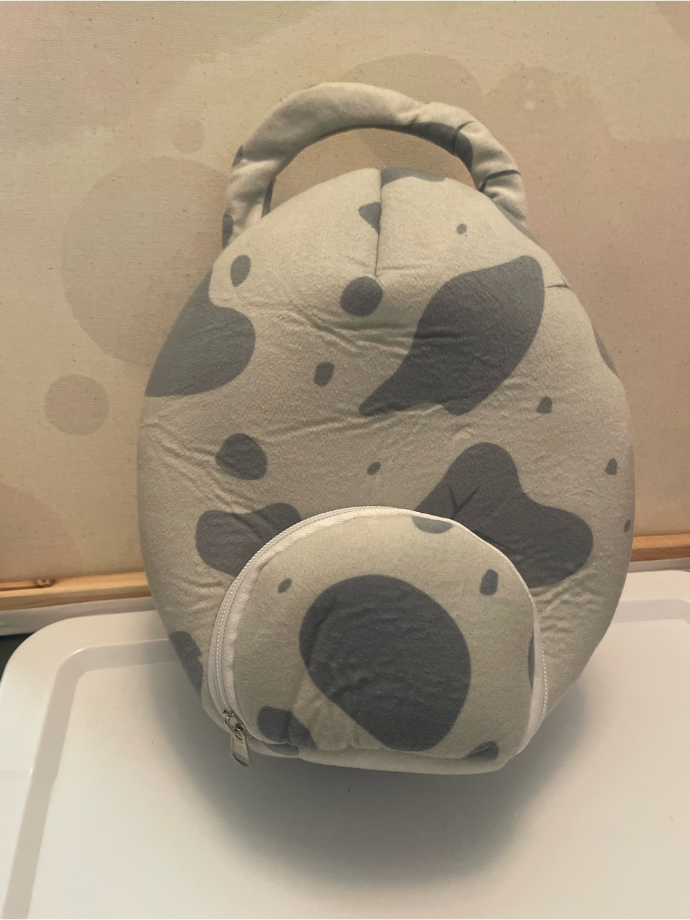 Dino Egg Shaped Backpack in Light Gray and Dark Gray purse or for toys